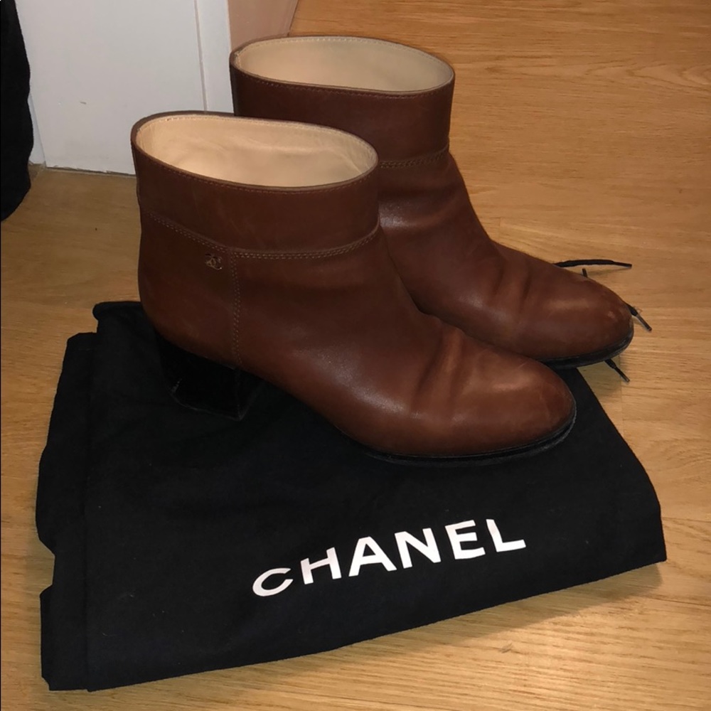 CHANEL brown ankle boots